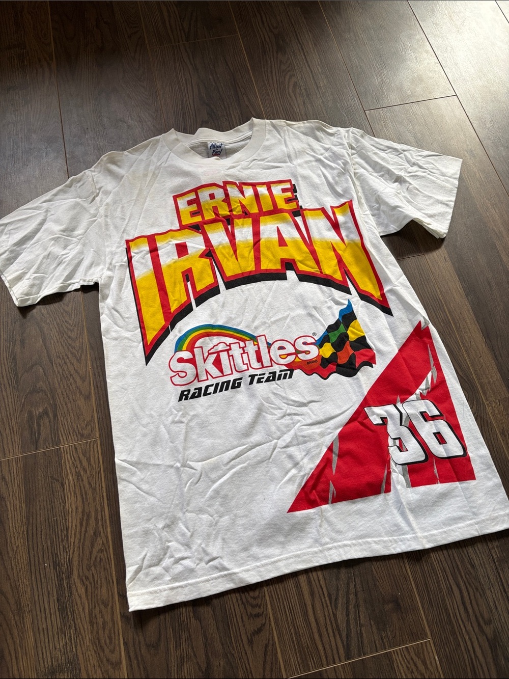 Deadstock Ernie Irvan x Skittles Racing White AOP Racing T‑Shirt